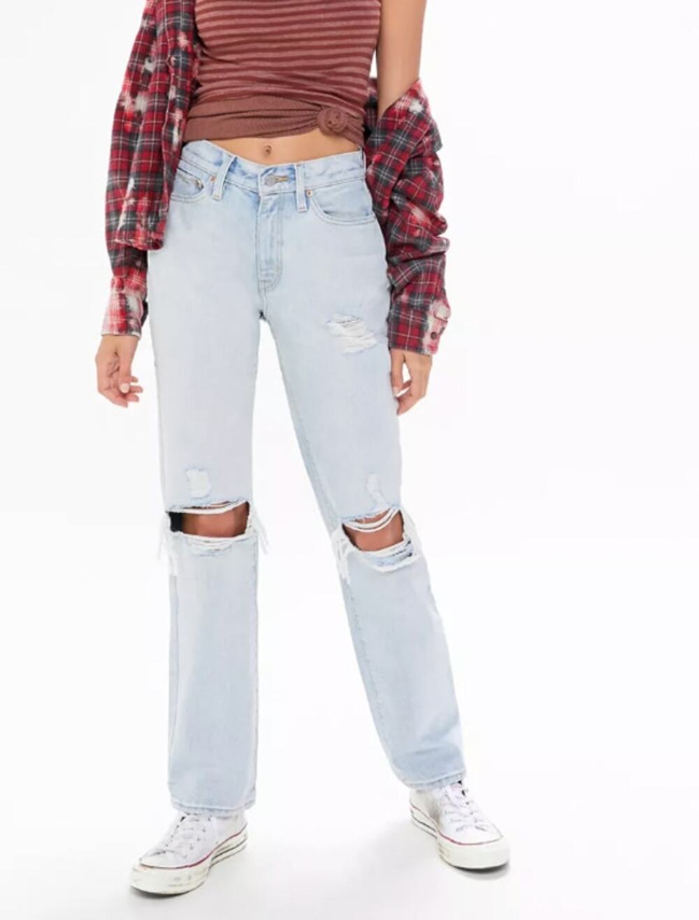 BDG Urban Outfitters Light Wash Mid Rise Bootcut Ripped Knee Jeans Size 26